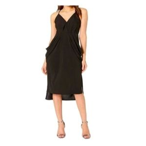 BCBG Paris Women's High Low V Neck Surplice Drape Slip Dress Black Size Medium